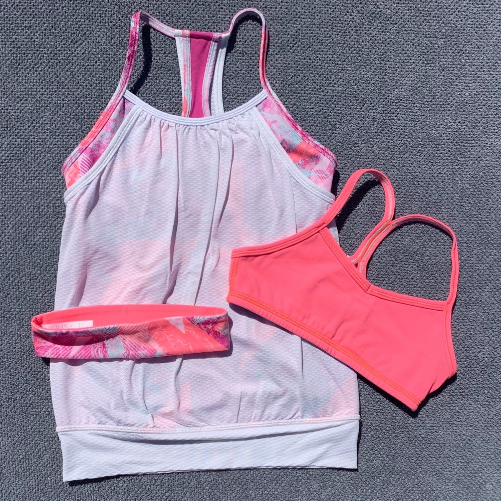 Ivivva by Lululemon Bundle Layered Tank, Bra Top and Matching Headband sz 8 tops